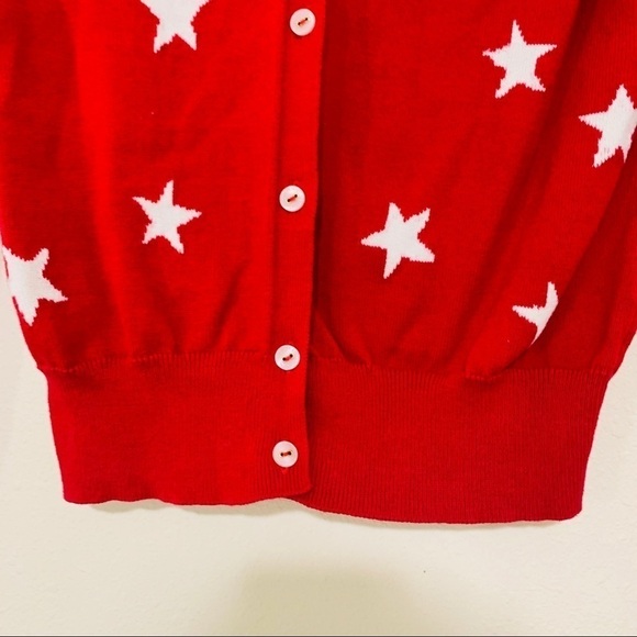 Tommy Hilfiger Cotton button Down Cardigan Red Med Stars size XS holidays - Picture 5 of 8